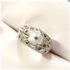 Image 2 : Silver Marcasite Mother Of Pearl Ring (~Size 6)RING (~weight 6.34g), Suggested Retail Value $150