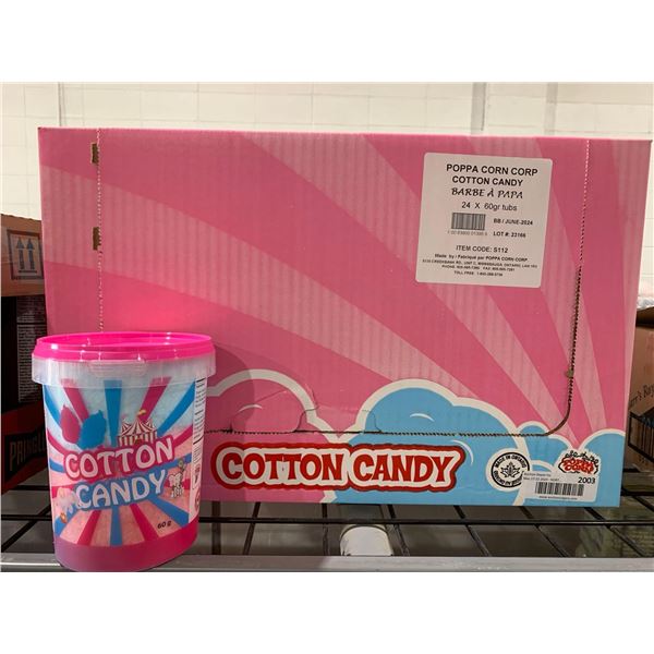 CASE LOT - poppa Corn Corp Cotton Candy 24 x's 60gr Tubs