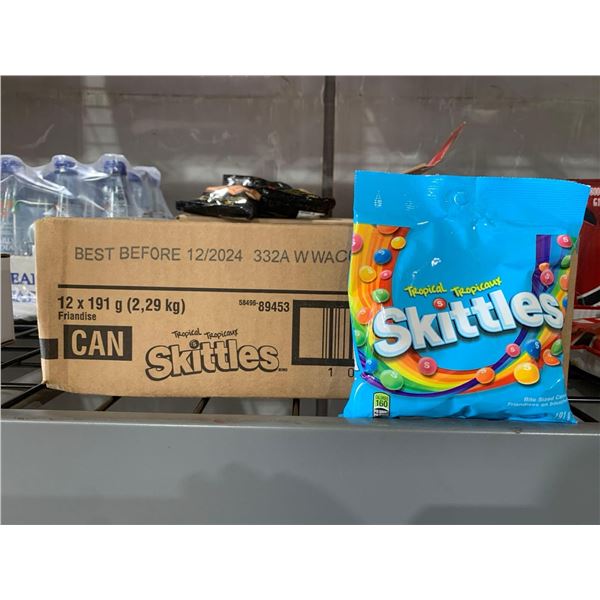 CASE LOT - Skittles Tropical Bite Sized Candy 12 x's 191g