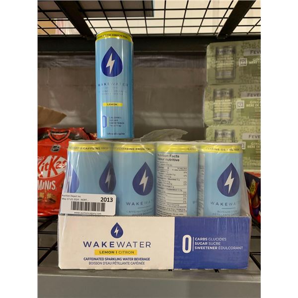 CASE LOT - WakeWater Lemon Caffeinated Sparkling Water Beverage 12 x's 355ml
