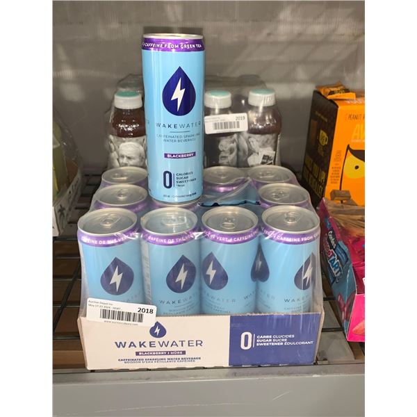 CASE LOT - WakeWater Cafeinated Blackberry Sparkling Water Beverage 12 x's 355ml