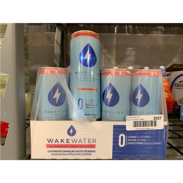 CASE LOT - Wake Water grapefruit flavoured caffeinated sparkling water beverage 12x355ml