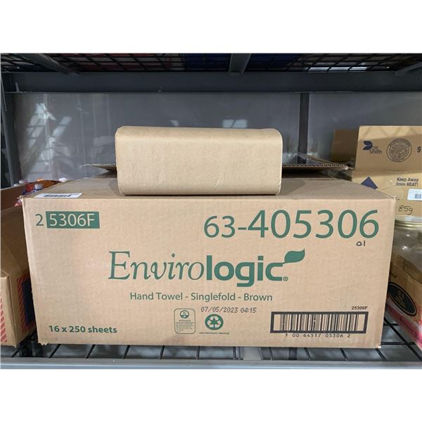 CASE LOT - Enviro logic single fold brown hand towels 16x250 sheets