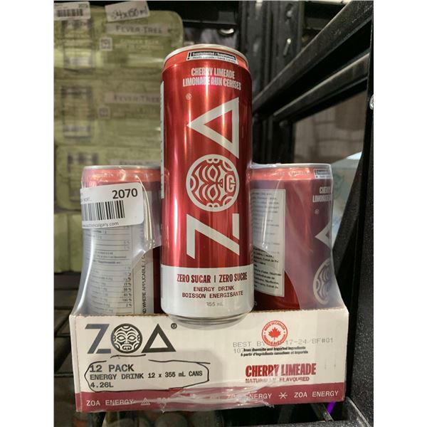 CASE LOT - ZOA zero sugar cherry limeade energy drink 12x355ml