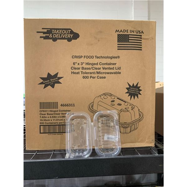 CASE LOT - Crisp Food Technologies clear plastic hinged food containers x600
