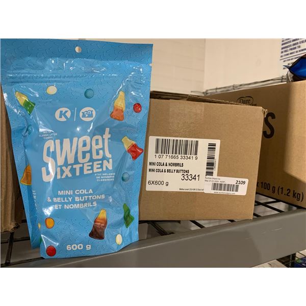 CASE LOT - Sweet Sixteen mini cola and belly button gummy candy 6x600g