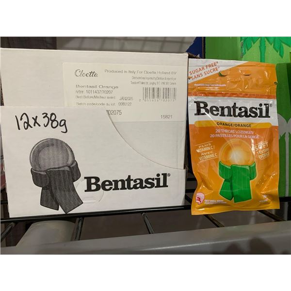 CASE LOT - Bentasil orange throat lozenges 12x38g