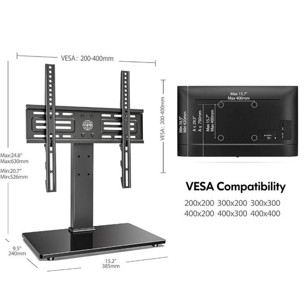 Fitueyes TTT103701GB  Universal TV Stand, Tabletop TV Stand for 27"-55" TVs-Height Adjustments with 