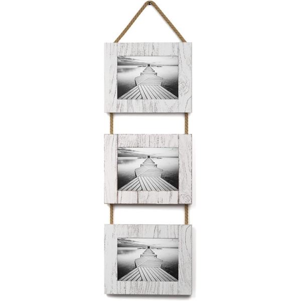 Barnyard Designs Rustic Farmhouse Distressed Picture Frames - Vertical White Wood Photo Frame Displa