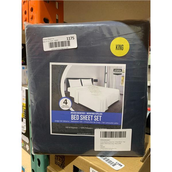 Utophia Bedding Sheet Set King Size Navy 4pcs