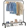 Image 1 : UDEAR Clothing Rack Portable Single Rod Garment Rack Multi-Functional Hanger for Bedroom,Black