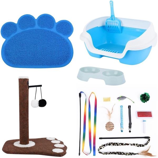 SIVEIS Cat Kitten Starter Kit, New Cats Litter Tray Set Includes Cat Litter Box/Cat Litter Shovel/Ca