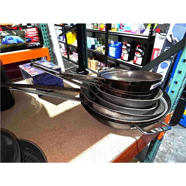 Lot of Assorted Commercial Woks and Frying Pans