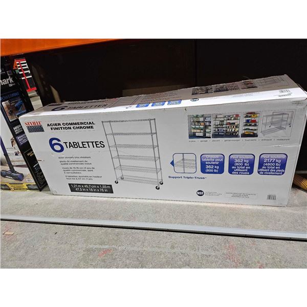 Seville Classics 6 Tier Rolling Rack 47.5x18x76"