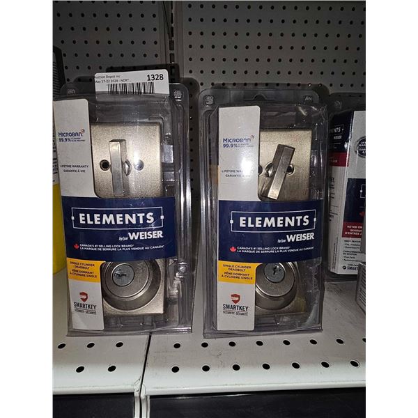 Weiser Elements - Set of 2 Single Cylinder Deadbolts
