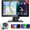 Image 1 : SANPTENT Wireless Apple CarPlay Dash Mount&Android Auto Portable Car Stereo, Drivemate Radio, 9'' FH
