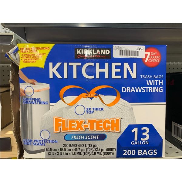 Kirkland Kitchen Flex Tech Fresh Scent Garbage Bags 13gal 200 bags