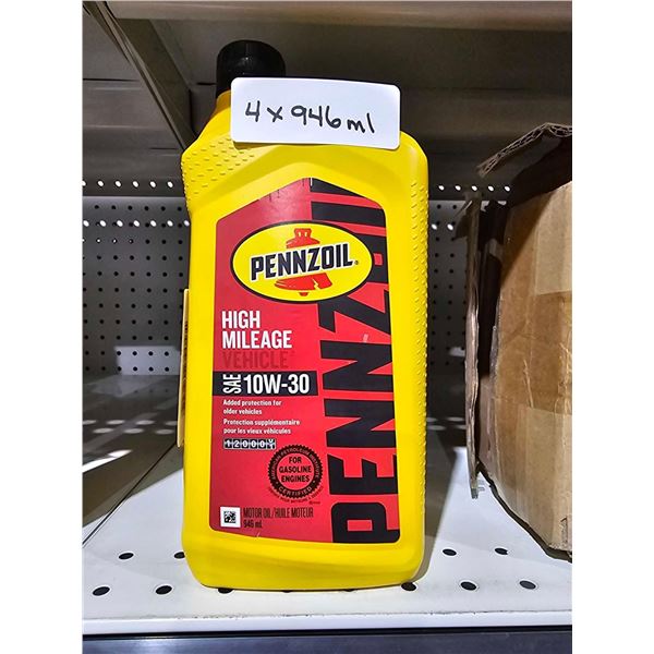 Penzoil High Mileage 10W-30 Engine Oil - Lot of 4 x 946mL