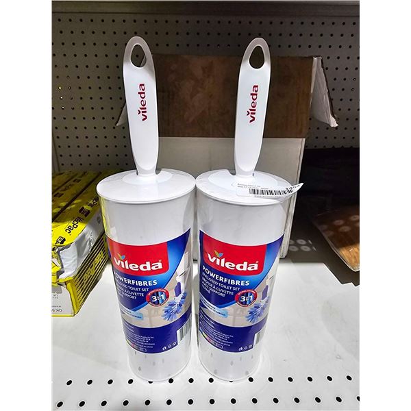 Lot fo 2 Vileda Powerfibers Enclosed Toilet Set