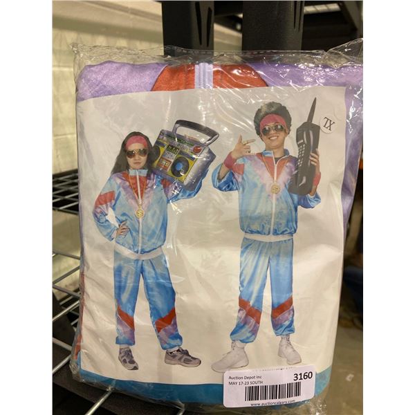 XL Blue 80s Fancy Dress Costume Tracksuit with Glasses, Headband and Wristbands