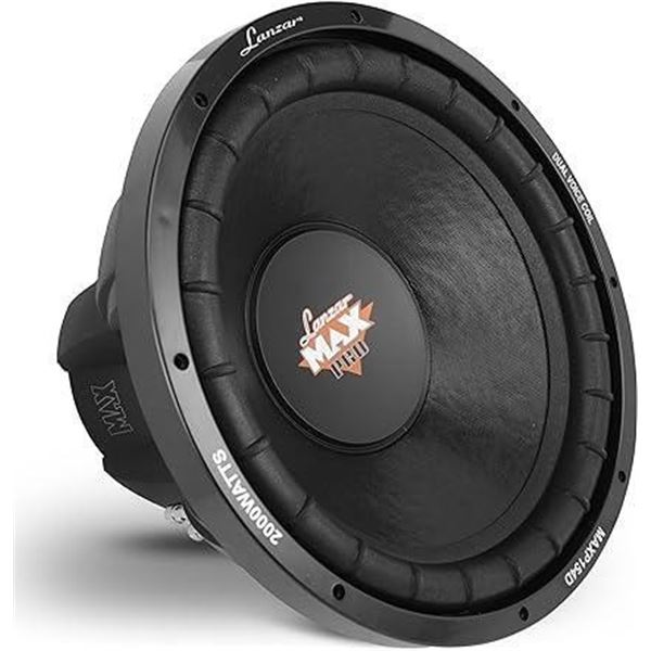 Lanzar 15in Car Subwoofer Speaker - Black Non-Pressed Paper Cone, Stamped Plastic Basket, Dual 4 Ohm