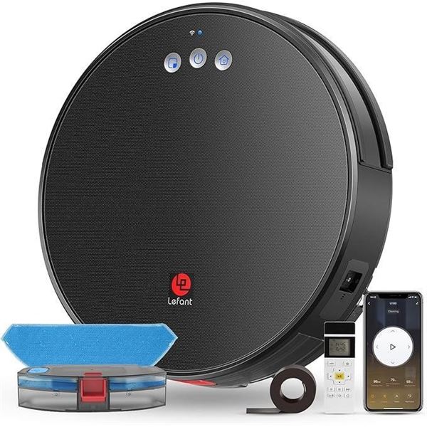 Lefant U180 Robot Vacuums and Mop, Robot Vacuum Water Tank, 3200Pa Suction, 150 Min Runtime, WiFi/Ap