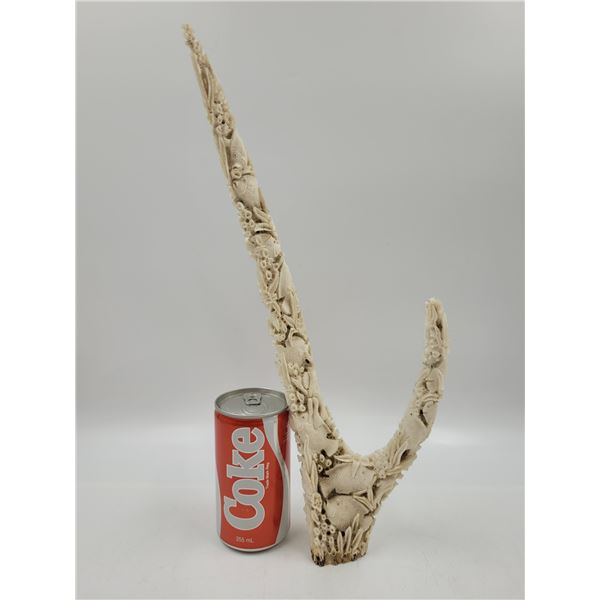 Hand-carved Aquatic Antler Sculpture
