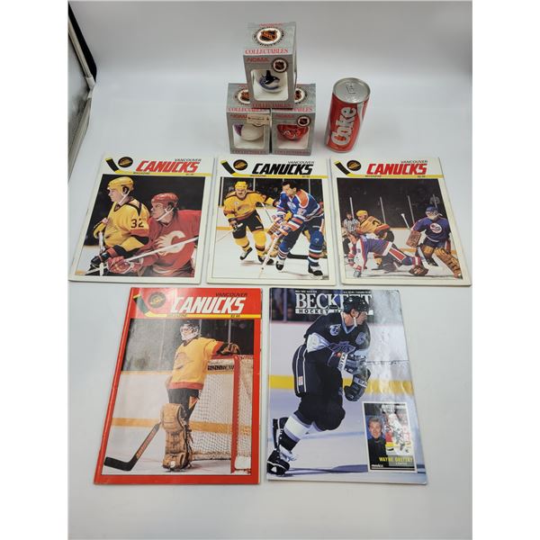 Vintage Canucks Magazines and NHL Collectible Christmas Ornaments