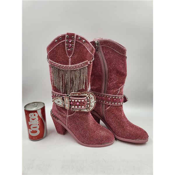 Pink Bedazzled Cowgirl Boots Size 7