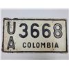 Image 1 : Vintage Colombia License Plate