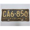 Image 1 : Vintage 1956 British Columbia License Plate