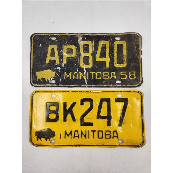 2 Vintage Manitoba License Plates