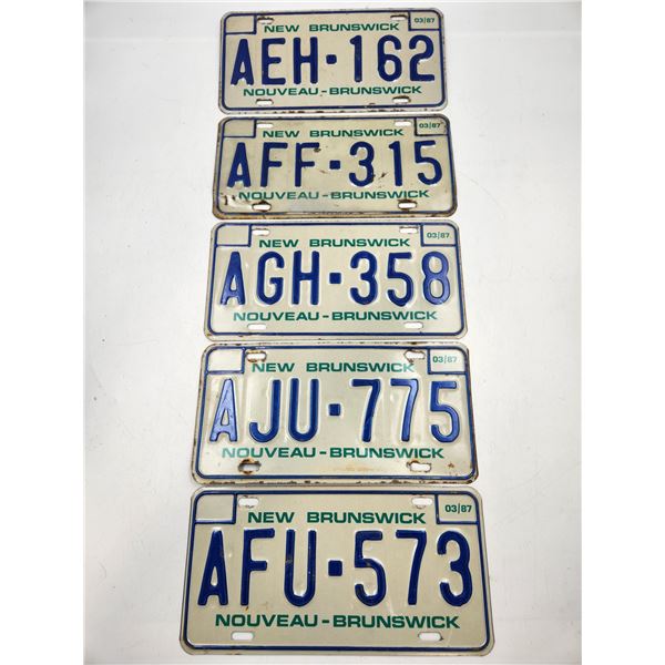 5 Vintage 1987 New Brunswick License Plates