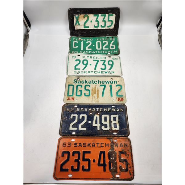 6 Vintage Saskatchewan License Plates