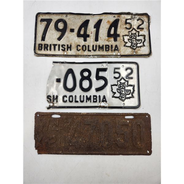 Vintage British Columbia License Plate Lot
