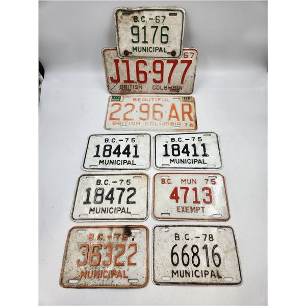 Vintage British Columbia License Plate Lot