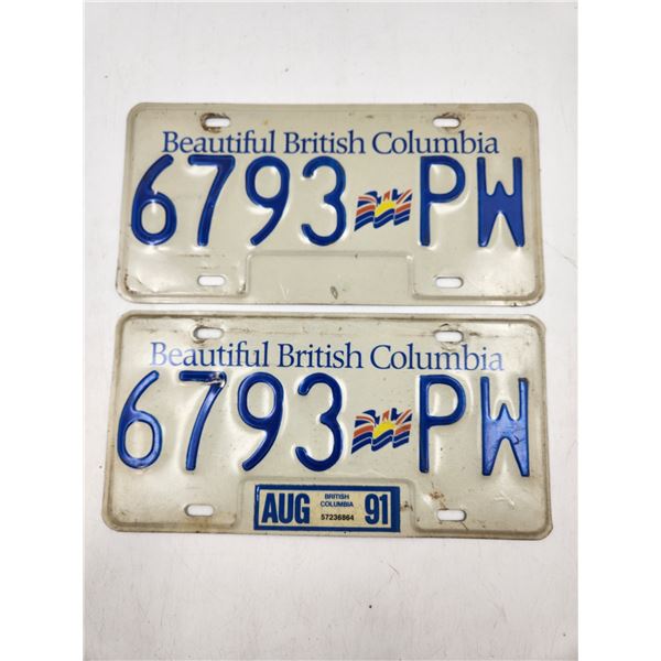 2 British Columbia License Plates