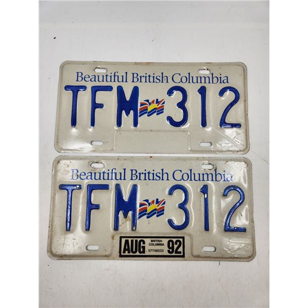 2 British Columbia License Plates