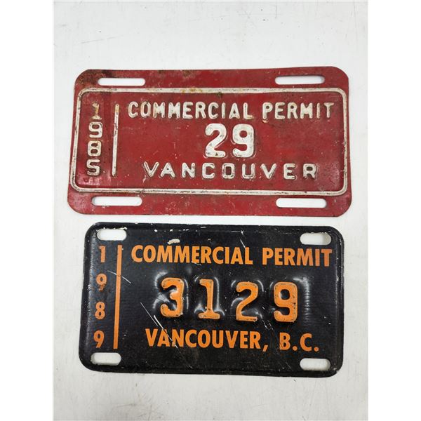 2 Vintage Vancouver License Plates