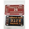 Image 1 : 2 Vintage Vancouver License Plates