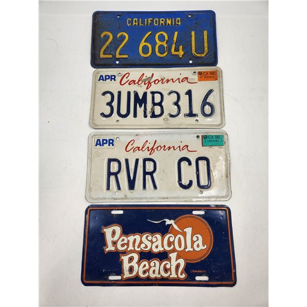 4 Vintage California License Plates