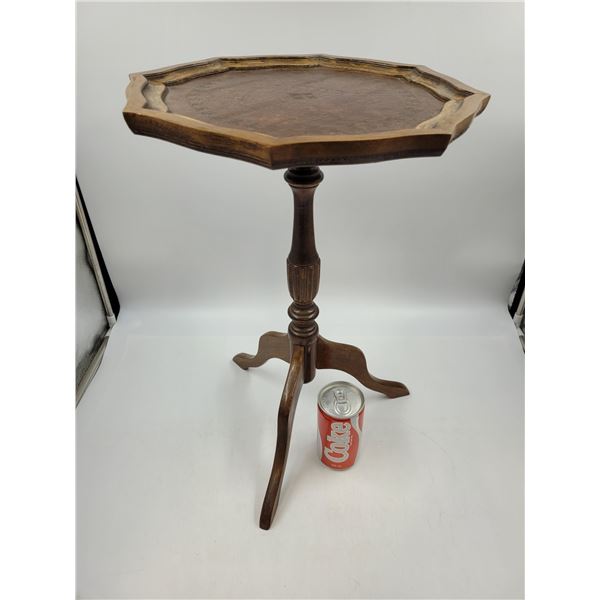 Vintage Side Table with Leather Top