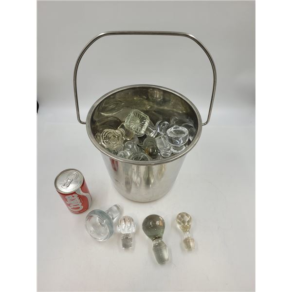 Stainless Steel Bucket Full of Crystal Decanter Toppers