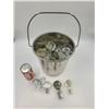 Image 1 : Stainless Steel Bucket Full of Crystal Decanter Toppers