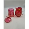 Image 2 : Vintage Red Grape Cluster Pitcher and Covered Bowl