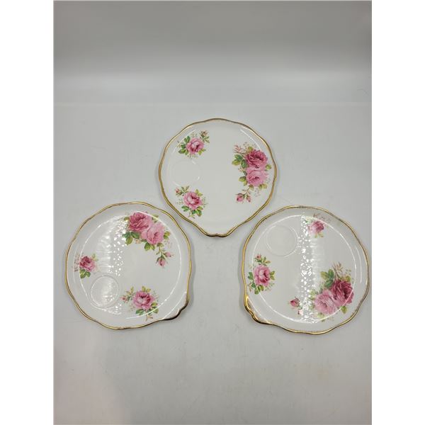 3 Royal Albert American Beauty Bone China Sandwich Plates