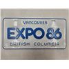 Image 1 : NOS Expo 86 Souvenir  License Plate