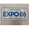 Image 1 : NOS Expo 86 Souvenir  License Plate