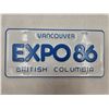 Image 1 : NOS Expo 86 Souvenir  License Plate