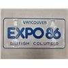 Image 1 : NOS Expo 86 Souvenir  License Plate